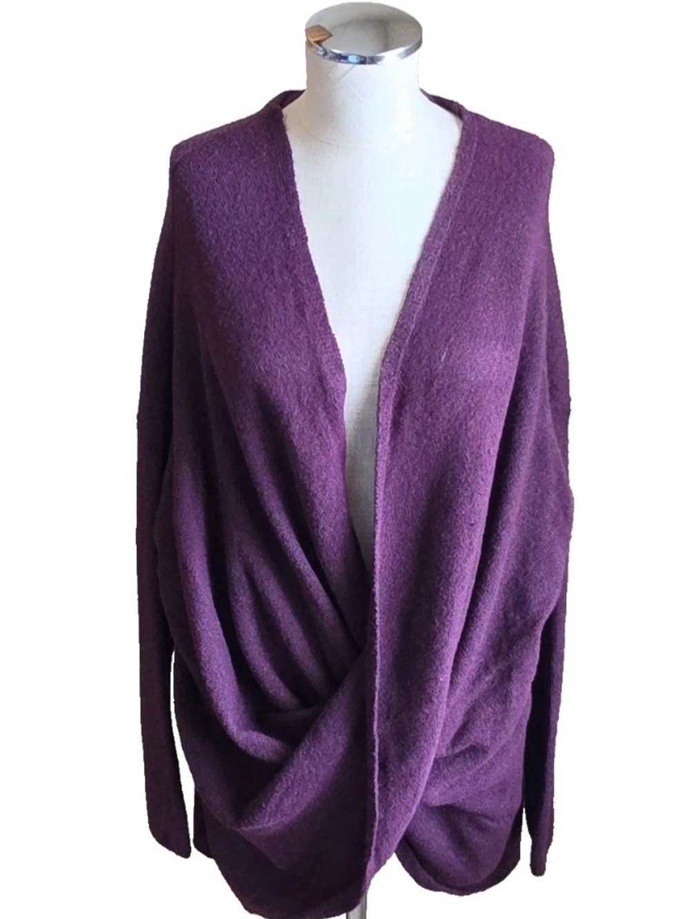 Joe Fresh Plum Draped Open-Front Knit Cardigan